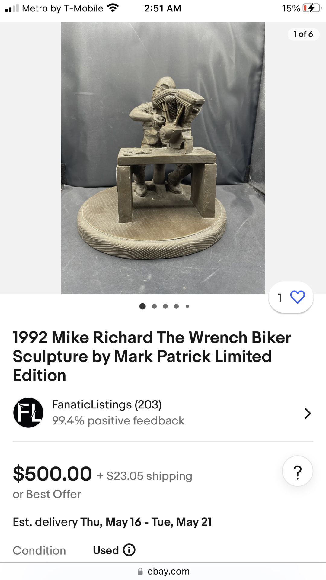 1992 Mike Richard The Wrench Biker Sculpture By Mark Patrick Limited Edition