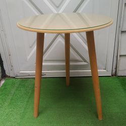 Wooden Glass Top Accent Table