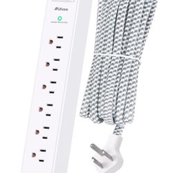 Surge Protector Power Strip 10 ft with 4 USB Ports 2 USB-C 6 AC Outlets, Flat Plug Extension Cord, USB Charging Station, Wall Mountable.