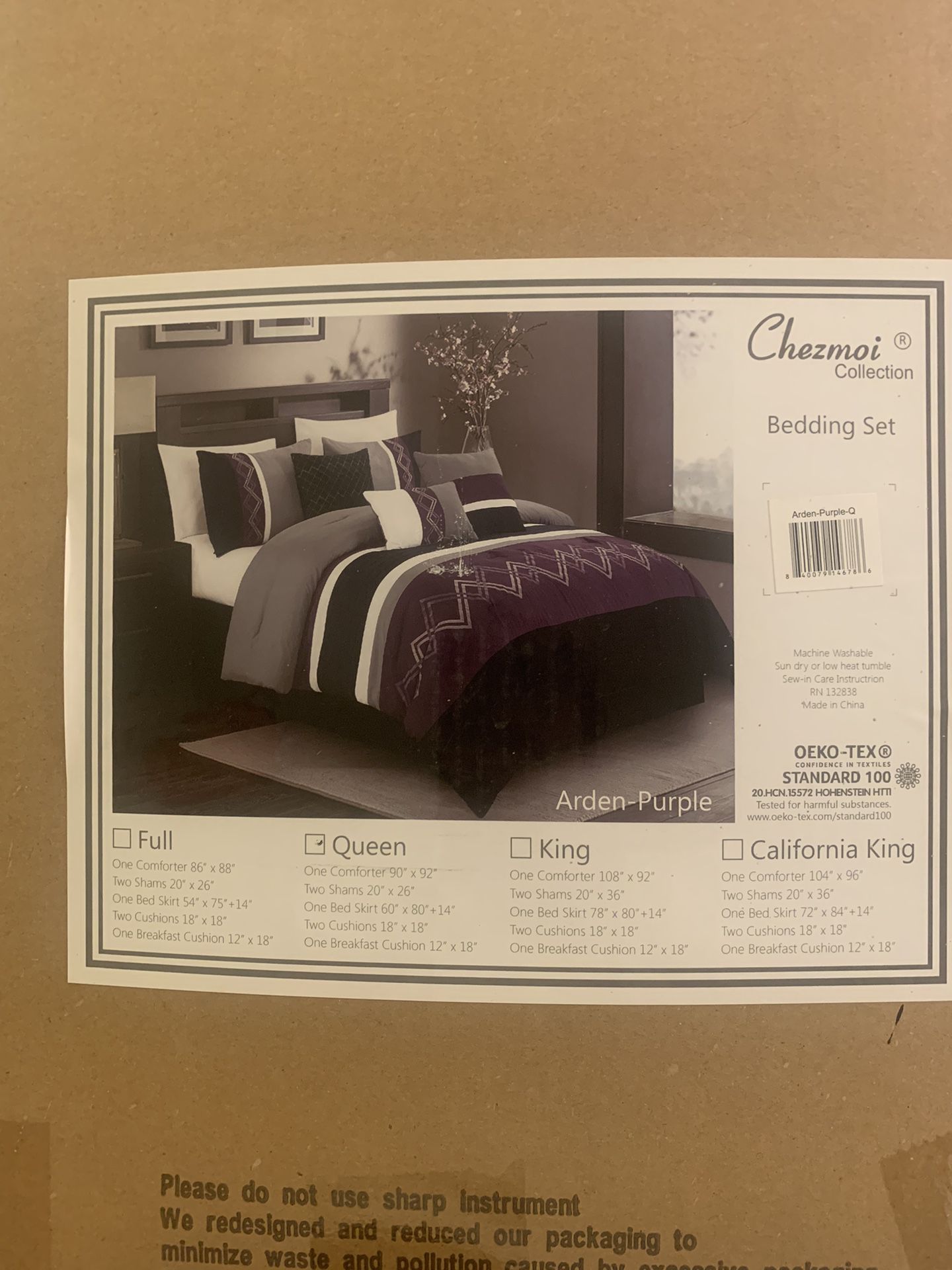 Chezmoi - Queen Bedding Set - Brand New