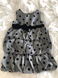 Cute Old Navy metallic grey with black velvet polka dots girls 2T
