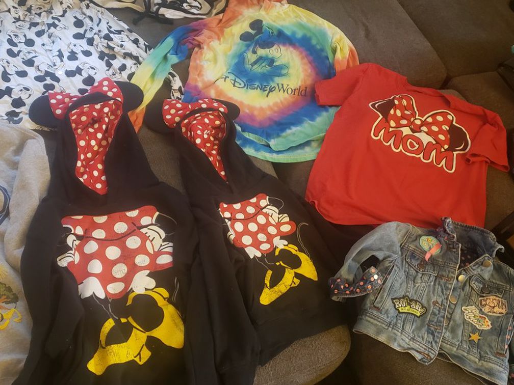 Disney items clothes range from kids small to adult small.Includes picture frame Make offer for all