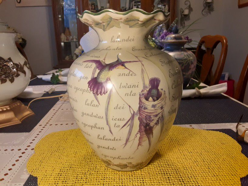  REALLY NEAT LOOKING VASE  NICELY  Decorated 17INCHES TALL 