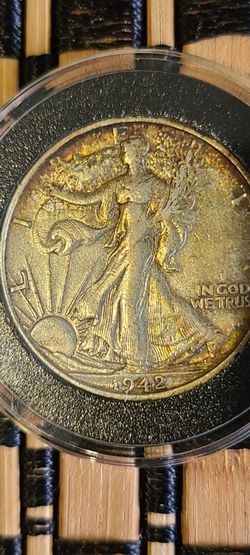 1942-S (AU) Rainbow toner Walking Liberty Half Dollar