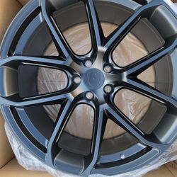 22"staggerd PORSCHE TAYCAN Black Satin Wheels With New Tires