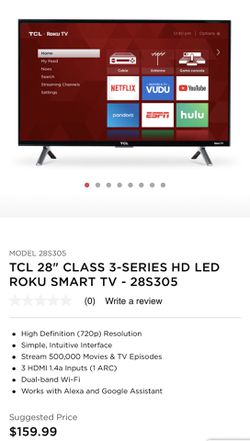 TCL 28 Class 3-Series HD LED Roku Smart TV - 28S305