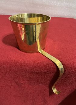 Vintage Brass Fireplace Coal / Ash Scoop Ladle with Hook Handle 4” Cup, 7” Long