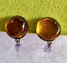 Open to Best Offer for Givenchy Amber Glass Earrings 👑 Vintage Clip-on