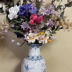 Vase 14” with Flowers total 33” H, $29