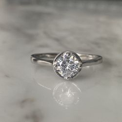 Round Cut Engagement Rhodium Plated, Simulated Diamonds Wedding Ring Bridal Ring Round Cut Engagement Ring Silver 925 Wedding Ring Bridal Available in