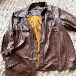 Faux Leather Brown Shacket 