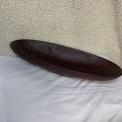 Vintage Hand-Carved Wooden Dough Bowl 14.7” Rustic Primitive Trencher Decor
