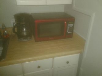 Microwave and coffee maker