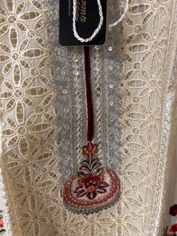 Embroidered  off white Lace dress  with Sequin Detail