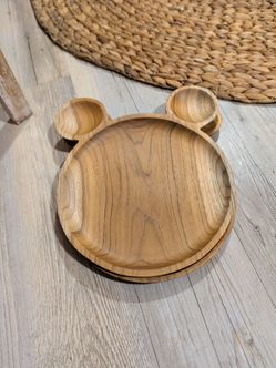 Wooden Bear-Shaped Kids Dinner Plate