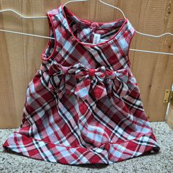 Youngland Baby Girls Red Plaid Metallic Holiday Dress Size 3-6 Months