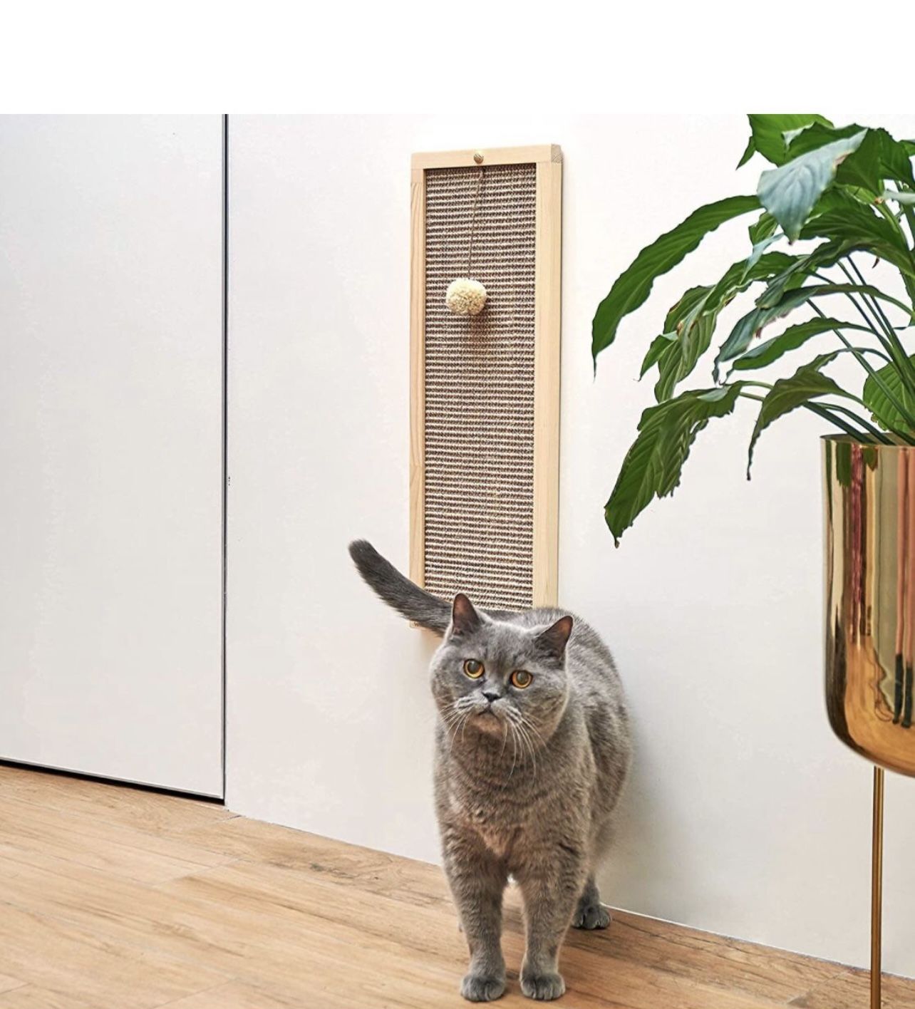 Wow.Wood Wall Mounted sisal Scratching Post Natural Carpet cat Scratcher Durable Slim Scratch pad Wall Mount Board for Cats