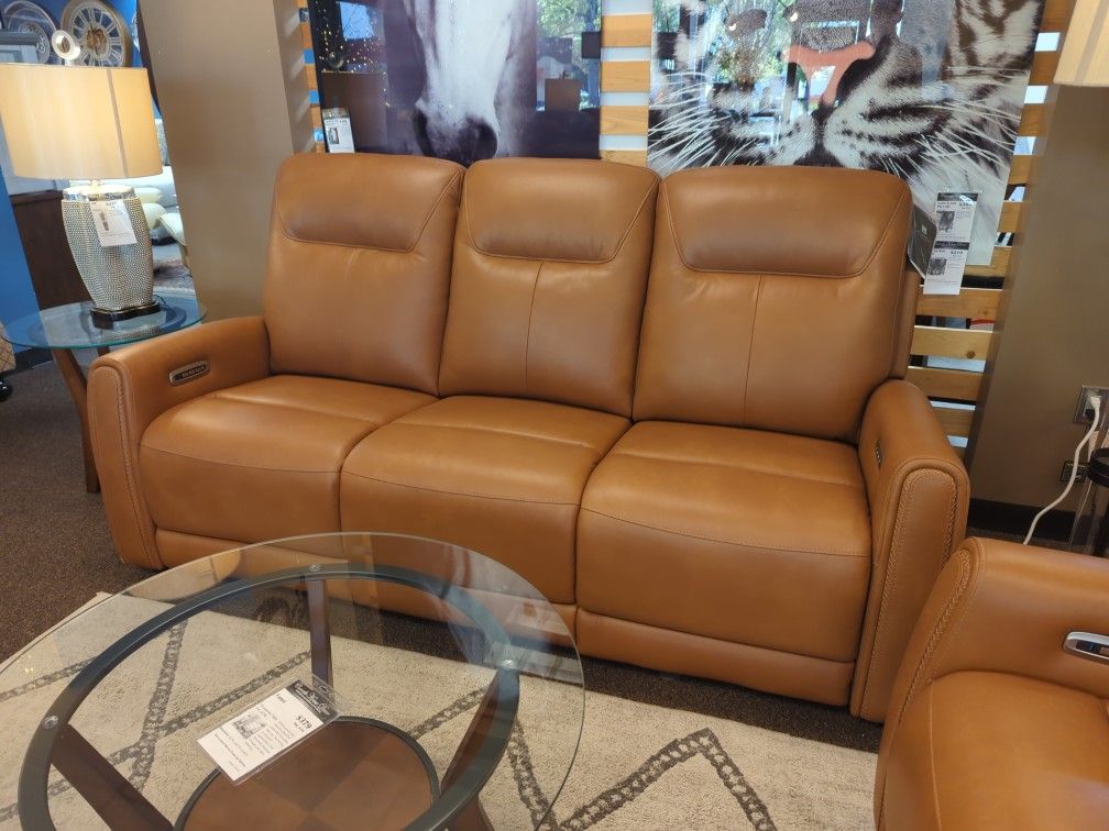 Brand New Power Top Grain Real Genuine Sofa Reclining