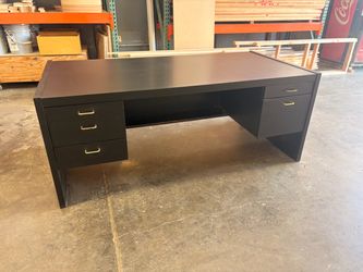 Black Office Desk with Drawers