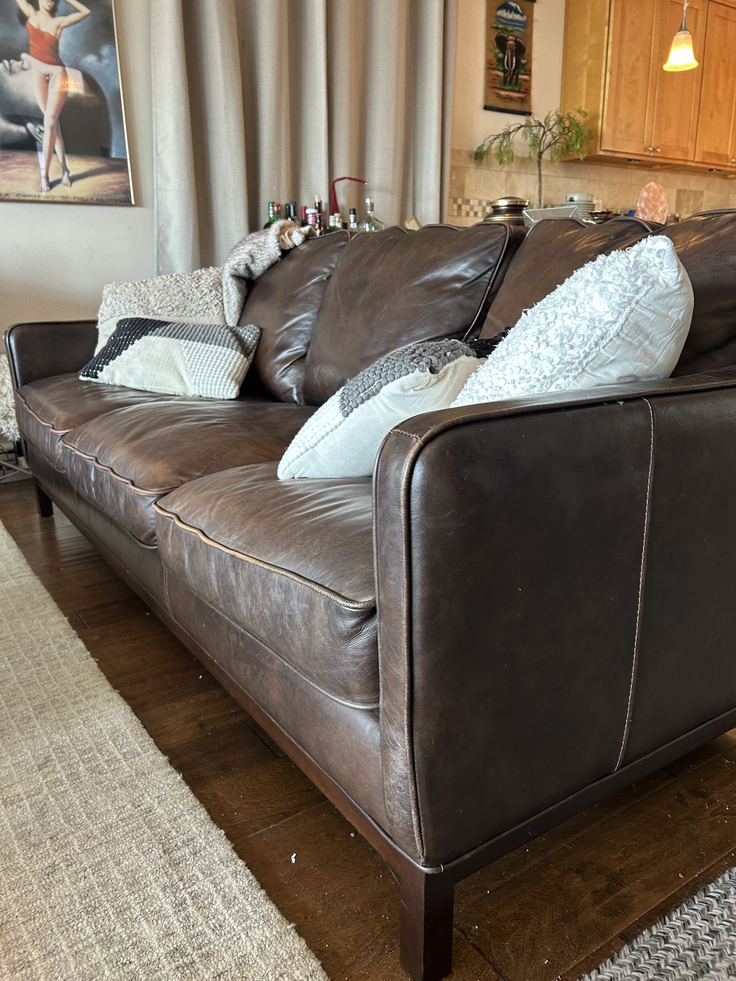 81” Leather Sofa Couch