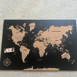 World Map Cork Board
