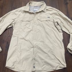 Men’s Khaki Outdoor Long Sleeve Shirt Size Large By Columbia #8