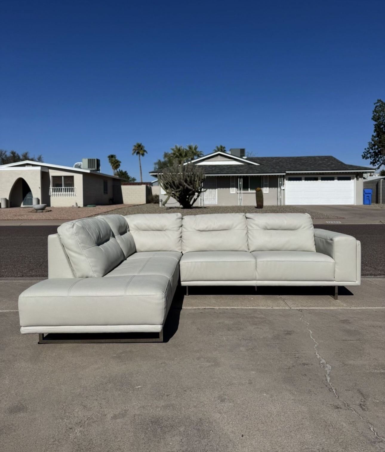 White faux leather sectional