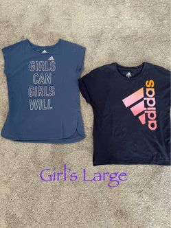 2 large Adidas shirts  (Size 14)