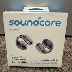 Soundcore C30i by Anker, Open-Ear Earbuds, Clip-On Headphones, Lightweight Comfort, Small-Ear Friendly, Stable Fit, Firm-Shell Design, Attachable Ear 
