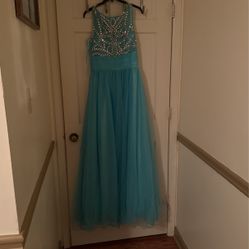 Size 9 Turquoise Formal Dress 