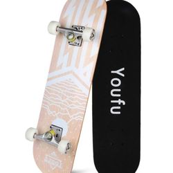 *** USED *** YF youfu Complete Skateboards, 31 inch Pro Skateboard for Boys/Girls/Youth/Adults, Tricks Skate Board for Beginners & Pro, Double Kick 7 