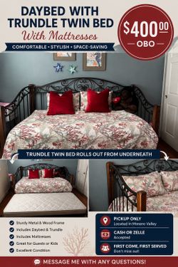 Daybed with trundle and mattress