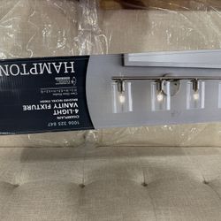 Hampton Bay CSeedlain 31-1/2 in. 4-Light Brushed Nickel Modern Bathroom Vanity Light with Clear Seed