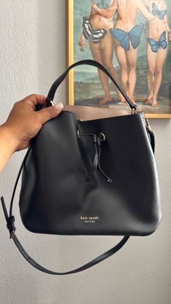 Kate Spade black Bucket Drawstring Leather Bag
