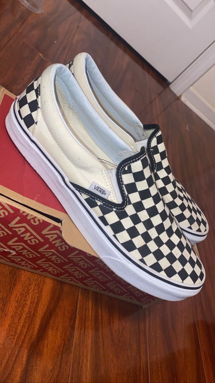 Size 11 Checkerboard Vans Slip On