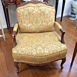 Vintage French Style Hand Carved Bergere Chair