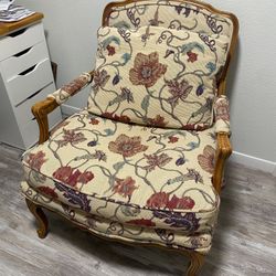 French Style Wooden Floral Chair