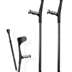 Folding Crutches, Adult Forearm Crutches, Lightweight Walking Crutches, Black, 1Pair, Applicable Height 92-115cm (36.2-45.2inch)