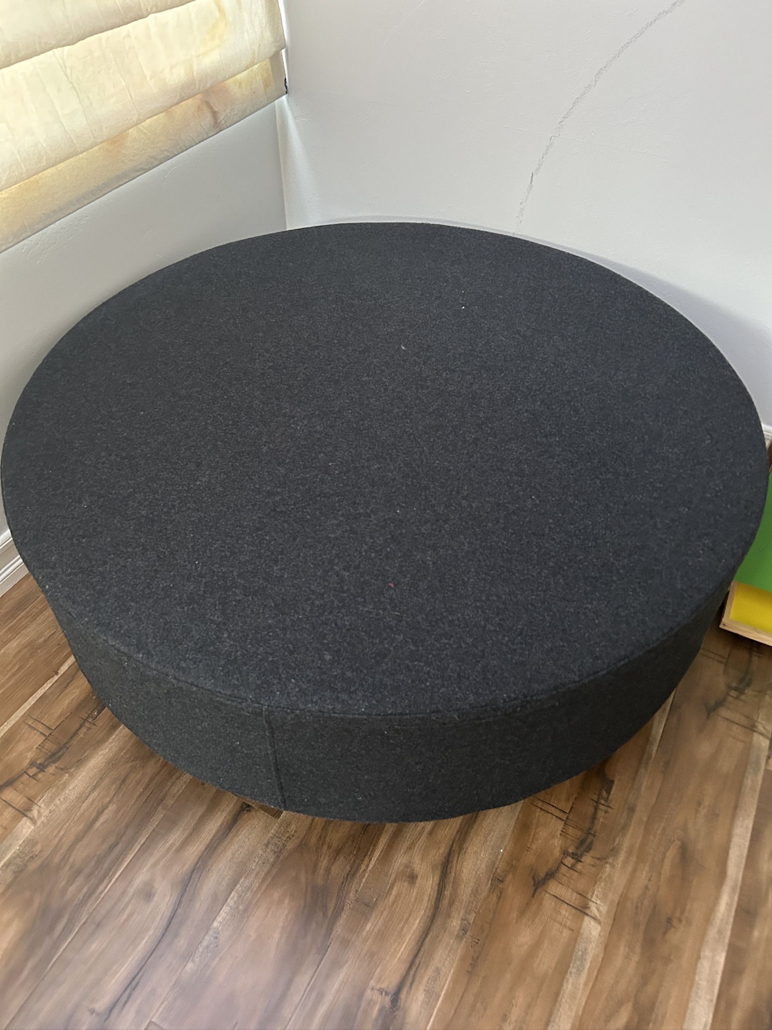 Dark Grey Round Upholstered Ottoman 48" (4 Feet