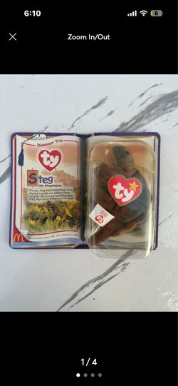 RARE Collectible McDonalds mini Beanie Baby. Steg™ The Stegosaurus. Dinosaur Trio