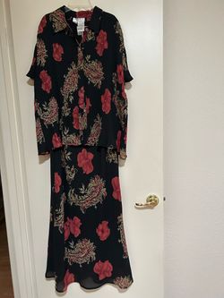 Black Floral Two-Piece Skirt Set