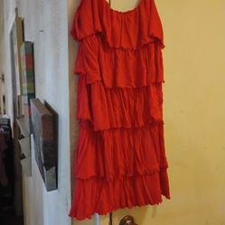 Brite Orange Ruffle Dress Women's Small