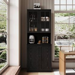 Bookcase with Glass Door, 5-Tier Modern Bookshelves with 3 Large Drawer, Glass D