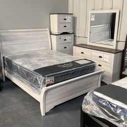4-queen Bedroom Set On Sale! White Grey 