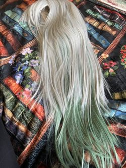 Silver And Green Wig