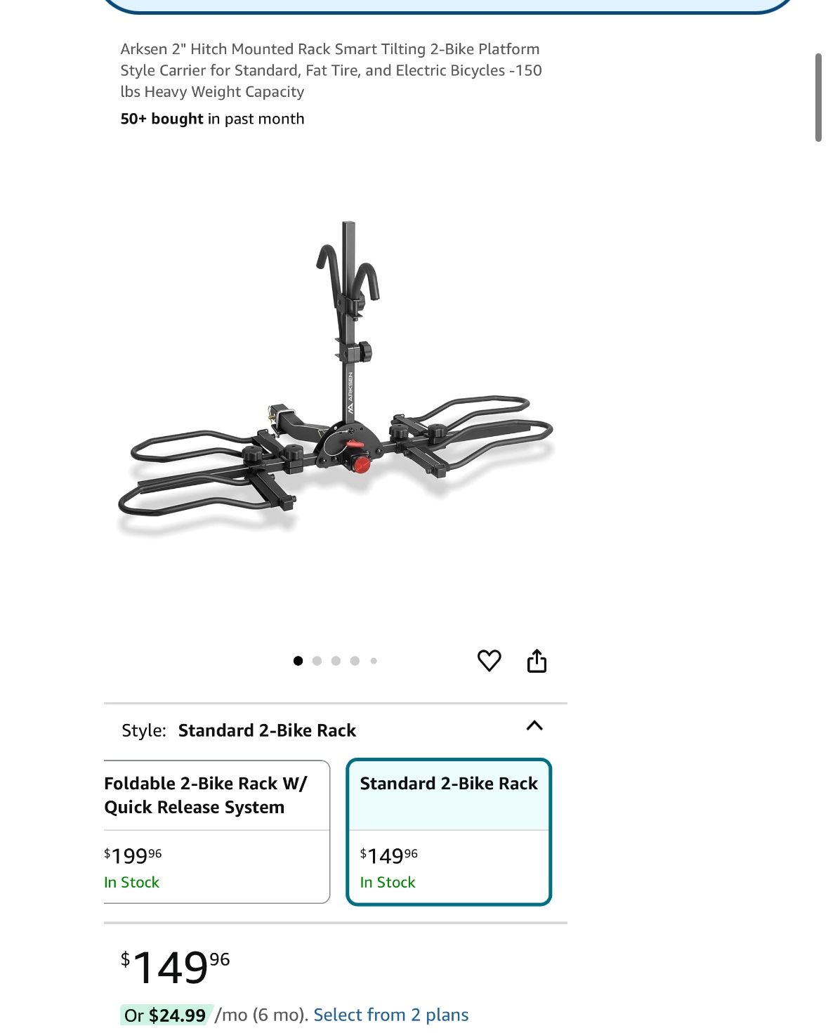 2 Bike Hitch Mounted Bike Rack