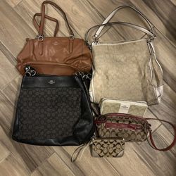 VTG BOHO EARLY 2000s COACH BAGS/HANDBAGS & WALLETS ALL DIFFERENT SIZES LOT!