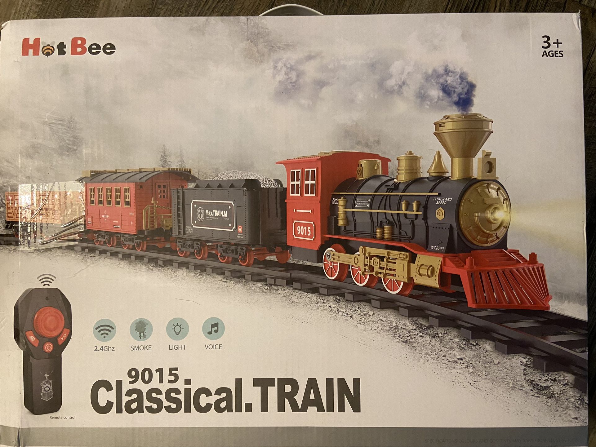 Hot Bee 9015 Classical Train Set Toy Smoke Light Battery Operated open box