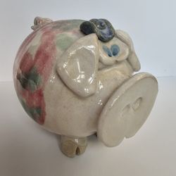 Handmade Ceramic Piggy Bank – Whimsical Multicolor Glaze