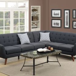 Brand New Dark Grey Retro Style Sectional Sofa 